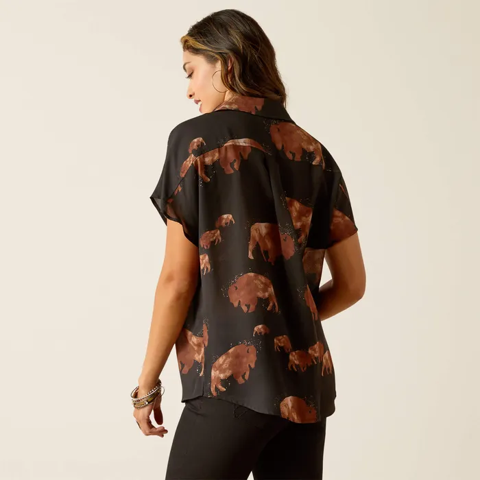 Earrings ARIAT CLOTHING ARIAT WOMENS BADLAND SURPLUS SHORT SLEEVE SHIRT BUFFALO