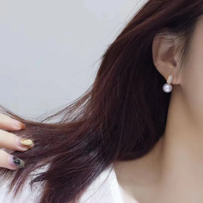 Pearly Lustre Earrings 18K Solid Gold Freshwater Pearl Earrings KE00043