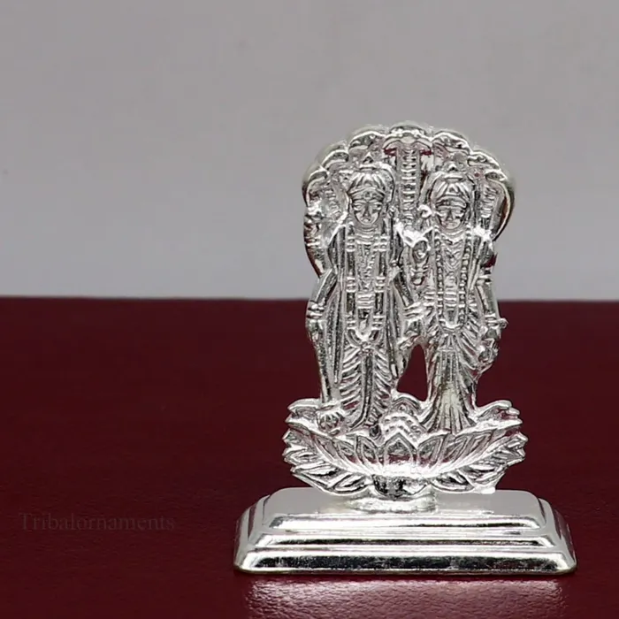 Sterling silver handmade design Indian Idols Lord Laxmi Narayana standing statue figurine puja articles decorative gift diwali puja art79 TRIBAL ORNAMENTS Necklaces