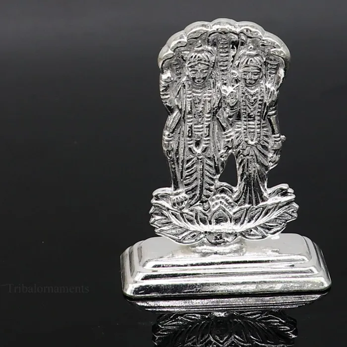 Sterling silver handmade design Indian Idols Lord Laxmi Narayana standing statue figurine puja articles decorative gift diwali puja art79 TRIBAL ORNAMENTS Necklaces