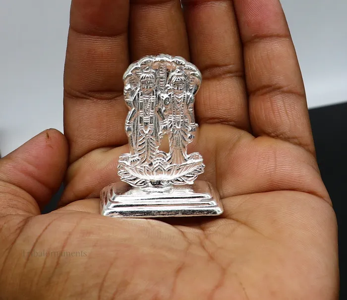 Sterling silver handmade design Indian Idols Lord Laxmi Narayana standing statue figurine puja articles decorative gift diwali puja art79 TRIBAL ORNAMENTS Necklaces