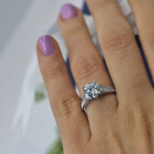 Diamond Source NYC Rings Platinum Engagement Ring with Solitaire 214ct Round Cut Diamond ENG35005