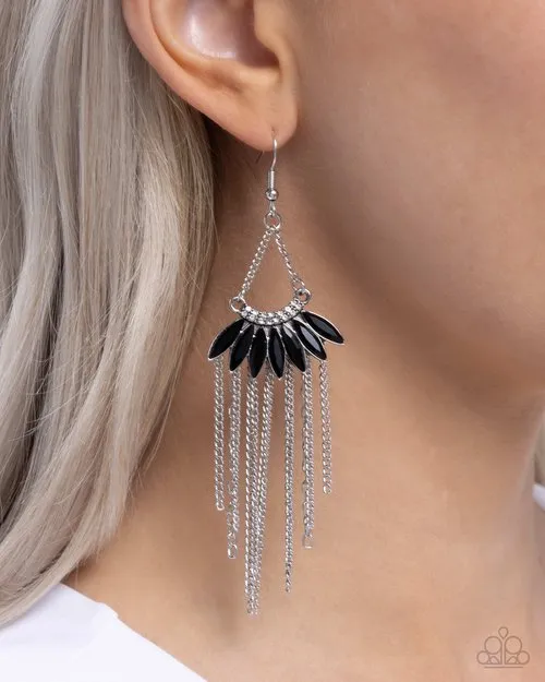Earrings Paparazzi Jewelry Paparazzi Earring Fringe Feature Black
