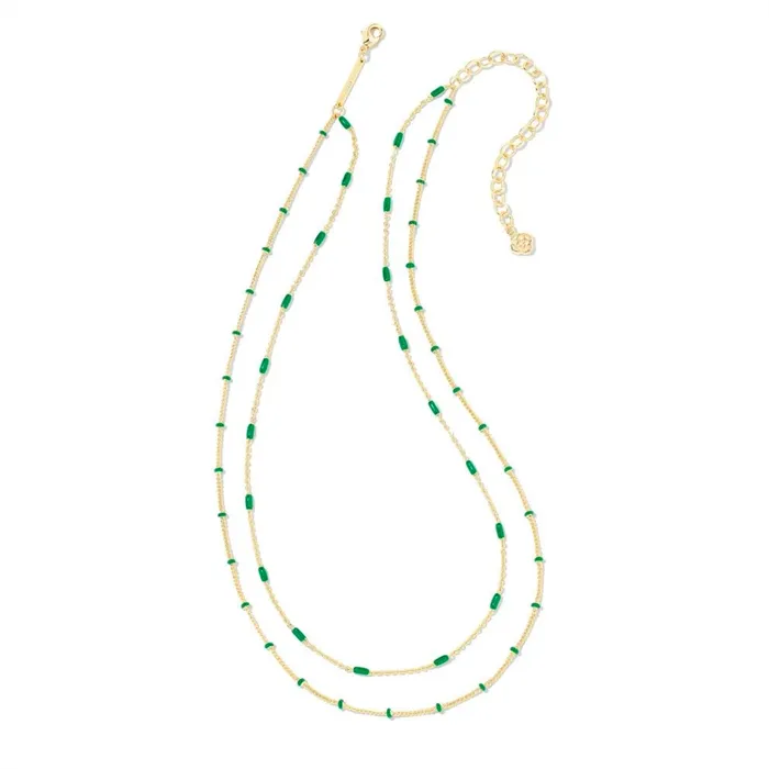 Necklaces Kendra Scott Kendra Scott Dottie Multi Strand Green Necklace in Gold