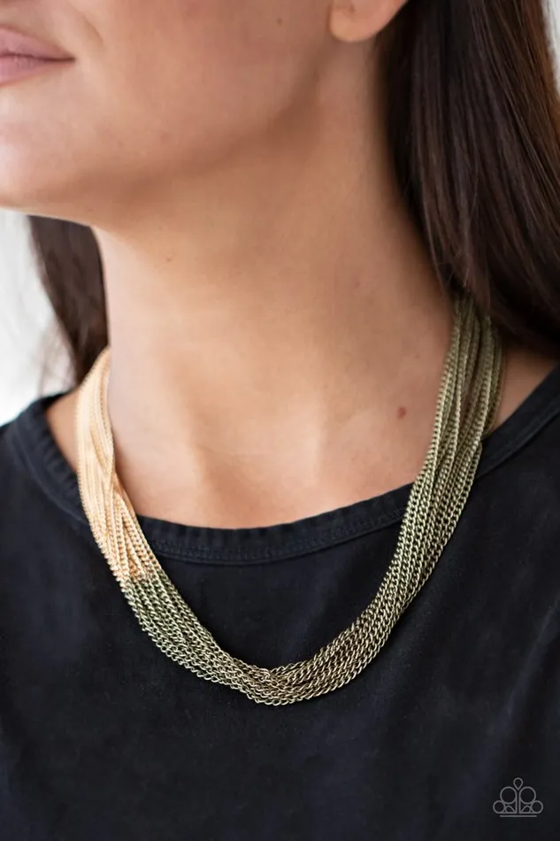 Necklaces Paparazzi Jewelry Paparazzi Necklace Metallic Merger Brass