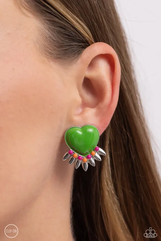 Paparazzi Jewelry Earrings Paparazzi Earring Spring Story Green