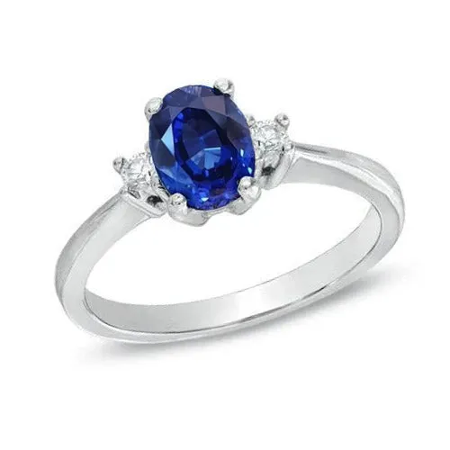 170 Carats Ceylon Sapphire Natural Earth Mined Diamonds Ring White Gold 14K GB Rings