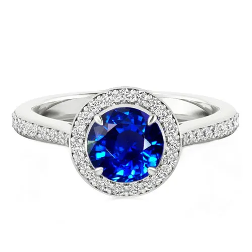 350 Carats Ceylon Sapphire And Natural Earth Mined Diamonds Ring White Gold 14K GB Rings