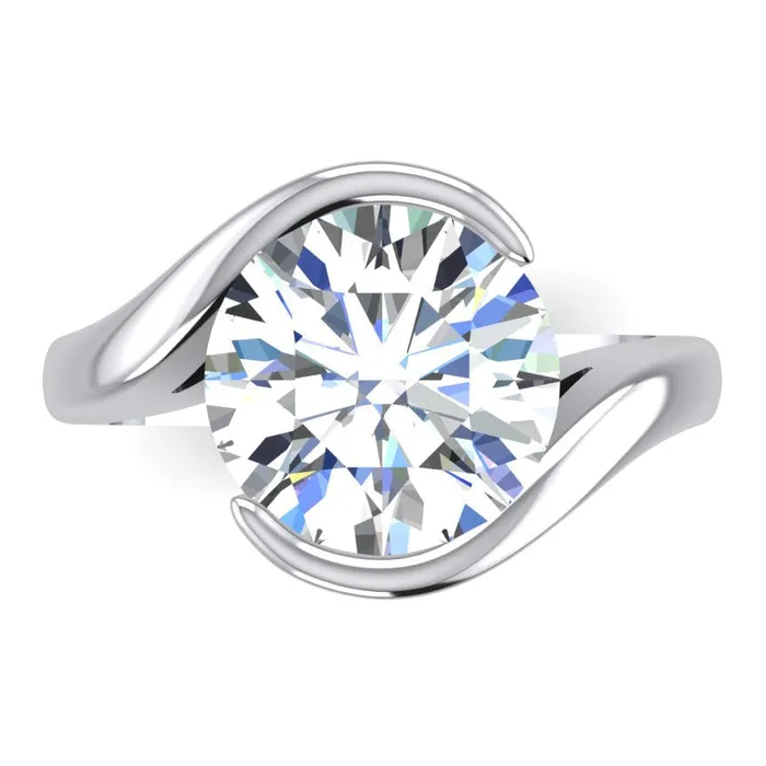 5 Carat Solitaire Earth Mined Diamond Ring F VS1 Open Side View HarryChadEntcom Rings