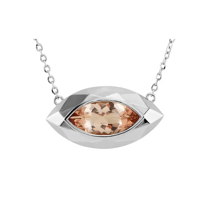 Bezel Set Marquise Cut 16 Ct Solitaire Morganite Pendant White Gold GB PreStyled Sets Bezel Set Marquise Cut 16 Ct Solitaire Morganite Pendant White Gold GB PreStyled Sets