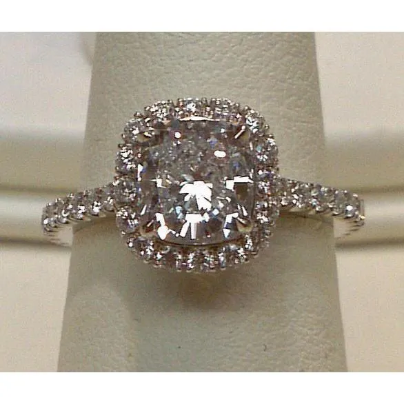 Big Cushion Real Natural Earth Mined Diamond Halo Ring 375 Carat Solid White Gold 14K New GB Rings