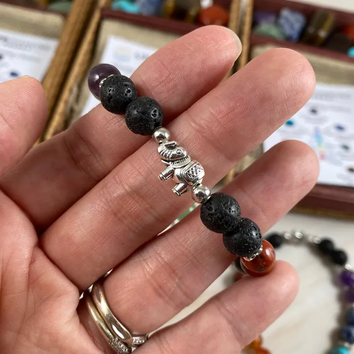 Bracelets Life Changing Energy Tree of Life Elephant Aromatherapy Bracelet and 7 Chakra Stone Box Set