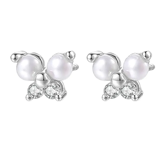 Earrings Butterfly Pearl Stud Earrings Sterling Silver Hey Happiness