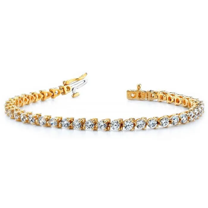 GB Bracelets 820 Carats Natural Earth Mined Diamonds Basic Style Yellow Gold Tennis Bracelet