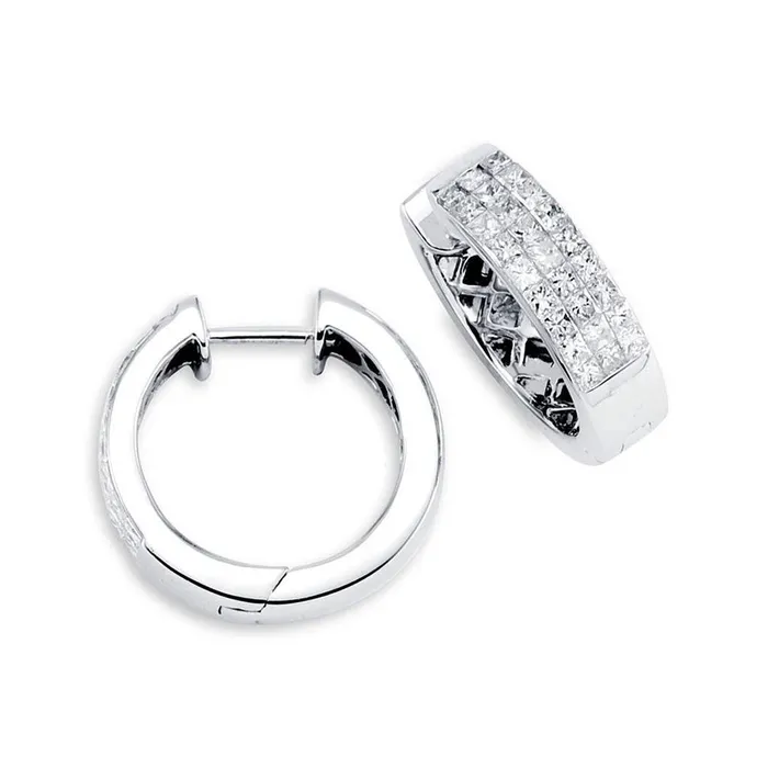 GB Earrings 27 Ct Princess Cut Natural Earth Mined Diamond Women Hoop Earrings