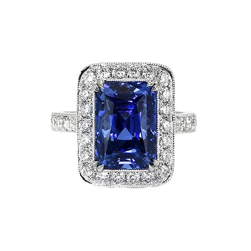 HarryChadEntcom Rings Antique Style Natural Earth Mined Diamond Sri Lankan Sapphire Ring 950 Carats Gold 14K