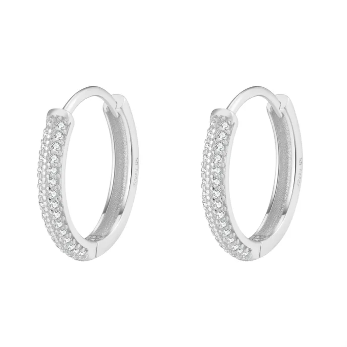 Hey Happiness Earrings Double Clear Stone Hoop Earrings Sterling Silver
