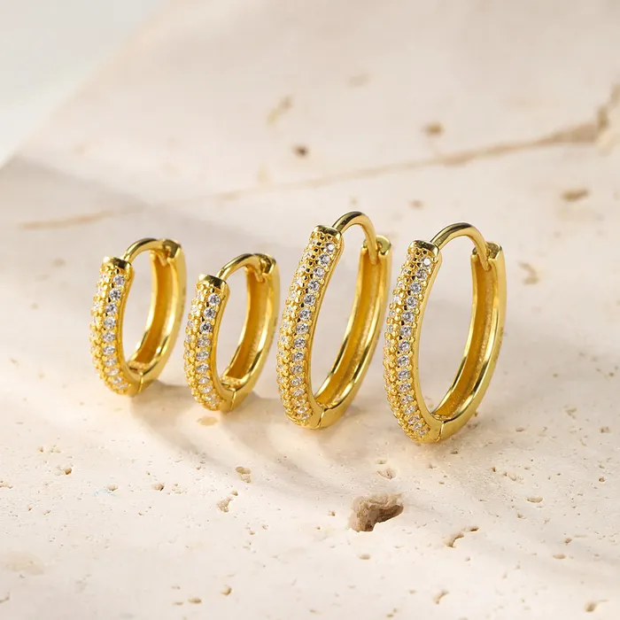 Hey Happiness Earrings Double Clear Stone Hoop Earrings Sterling Silver