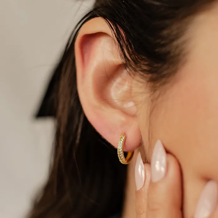 Hey Happiness Earrings Double Clear Stone Hoop Earrings Sterling Silver