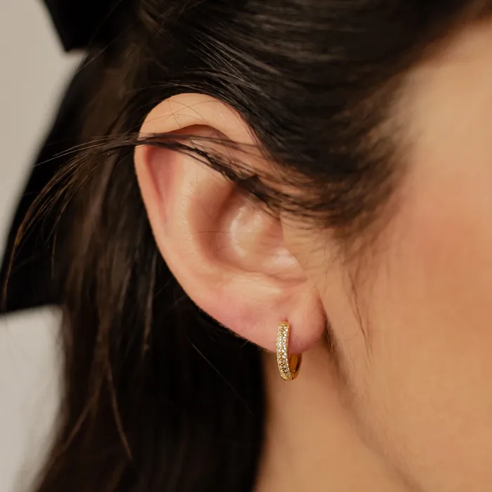 Hey Happiness Earrings Double Clear Stone Hoop Earrings Sterling Silver