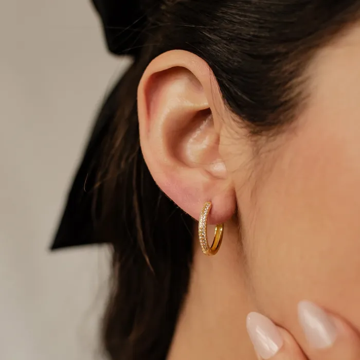 Hey Happiness Earrings Double Clear Stone Hoop Earrings Sterling Silver