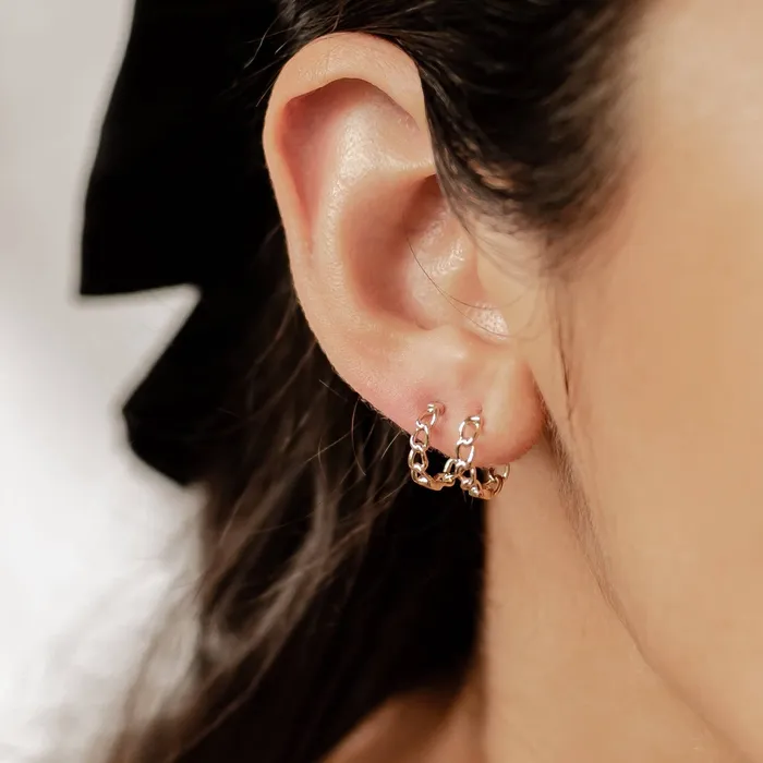 Hey Happiness Earrings Infinite Links Huggie Earrings 14K Gold Hey Happiness Earrings Infinite Links Huggie Earrings 14K Gold