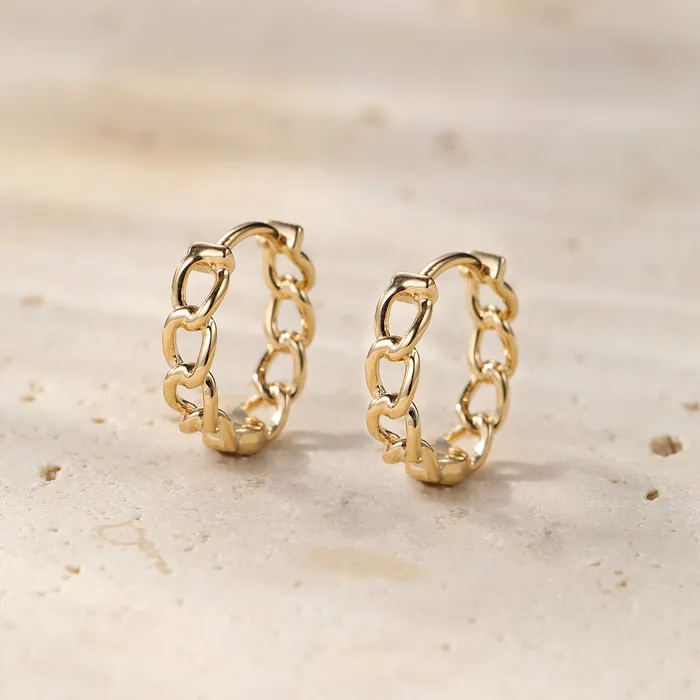 Hey Happiness Earrings Infinite Links Huggie Earrings 14K Gold Hey Happiness Earrings Infinite Links Huggie Earrings 14K Gold