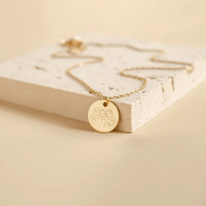 Hey Happiness Necklaces Engraved Family Portrait Necklace Waterproof