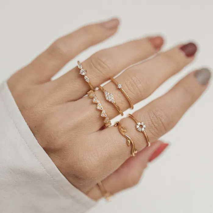 Hey Happiness Rings Slim Diamond Ring Sterling Silver Gold Hey Happiness Rings Slim Diamond Ring Sterling Silver Gold
