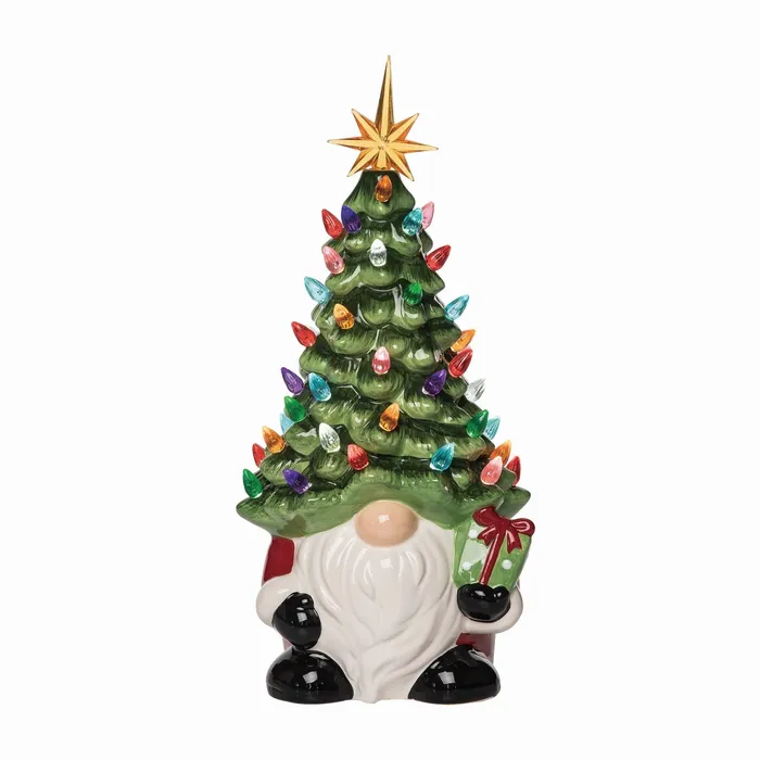 Necklaces Transpac Transpac Ceramic Light Up Christmas Tree Gnome Decor
