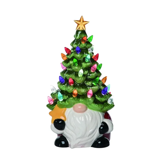 Necklaces Transpac Transpac Ceramic Light Up Christmas Tree Gnome Decor