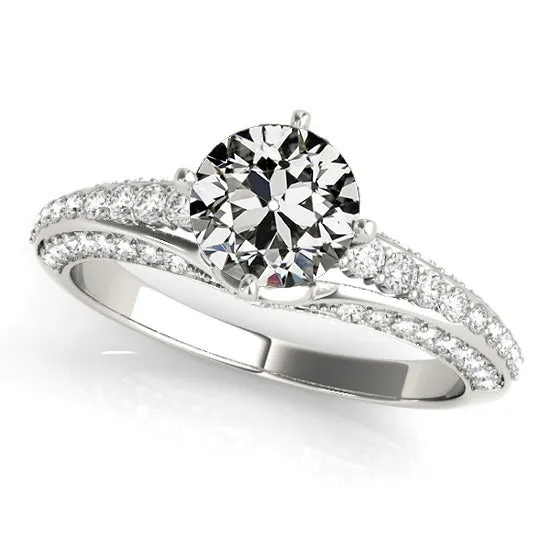 Rings HarryChadEntcom Anniversary Ring Round Old Cut Natural Earth Mined Diamond White Gold 450 Carats