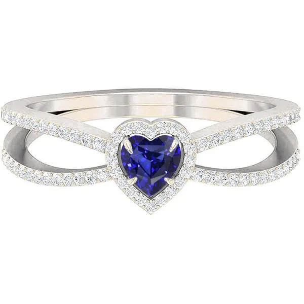 Rings Natural Earth Mined Diamond Wedding Ring Set Heart Blue Sapphire 250 Carats Split Shank HarryChadEntcom