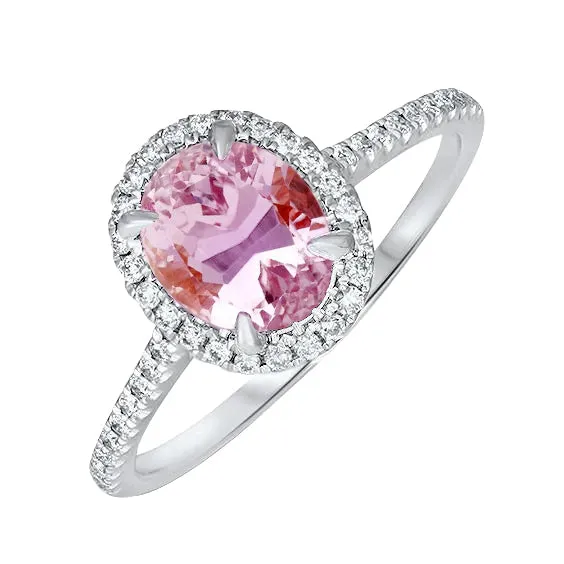 Rings Oval Cut Kunzite With Natural Earth Mined Diamonds 1695 Carats Wedding Ring White Gold GB