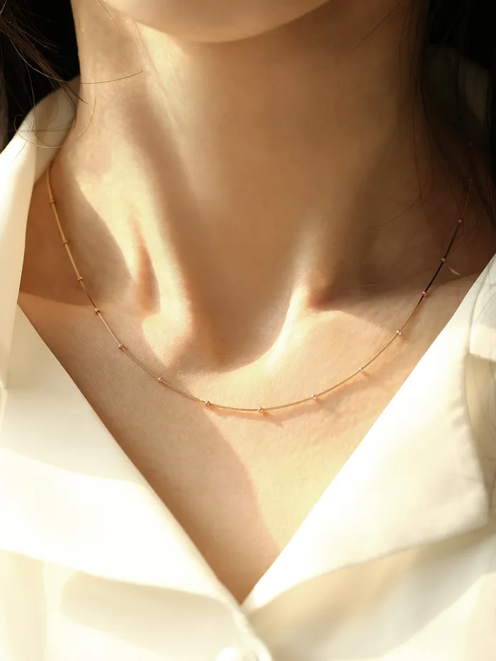 14K Gold Mini Ball Snake Necklace MinimalBijoux Necklaces