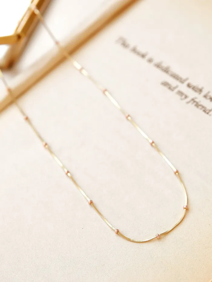 14K Gold Mini Ball Snake Necklace MinimalBijoux Necklaces