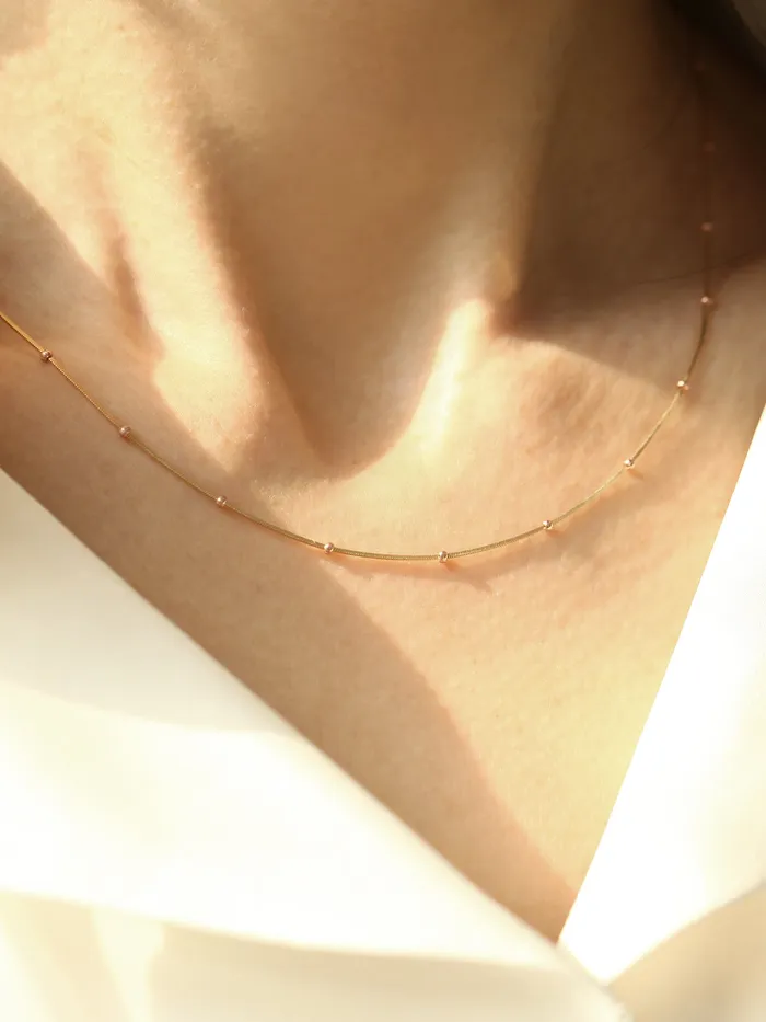 14K Gold Mini Ball Snake Necklace MinimalBijoux Necklaces