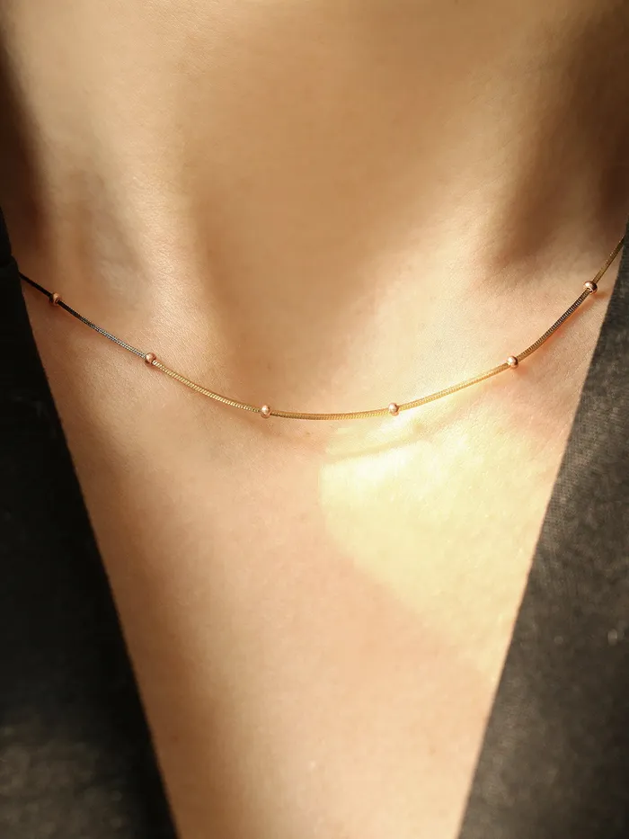 14K Gold Mini Ball Snake Necklace MinimalBijoux Necklaces