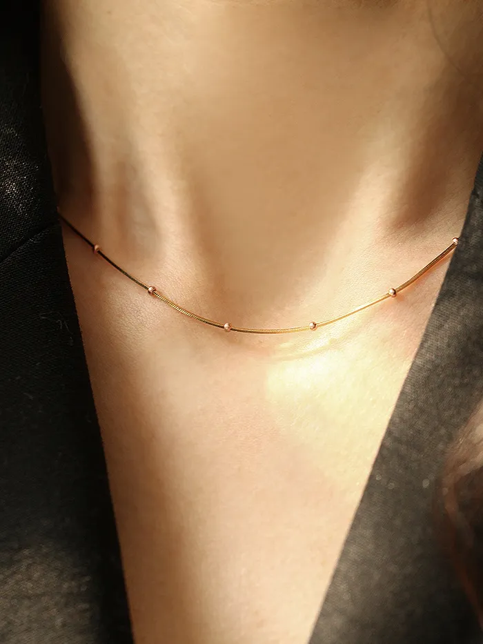 14K Gold Mini Ball Snake Necklace MinimalBijoux Necklaces