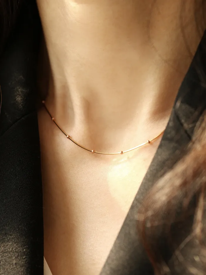 14K Gold Mini Ball Snake Necklace MinimalBijoux Necklaces