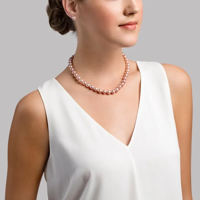 8595mm Pink Freshwater Pearl Necklace AAAA Quality SPT Necklaces