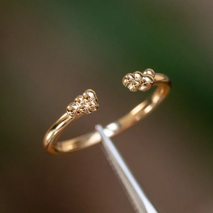 Anueva Jewelry Micro Bubbles Beaded Open Band Rings