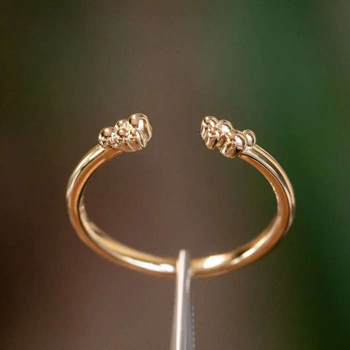 Anueva Jewelry Micro Bubbles Beaded Open Band Rings