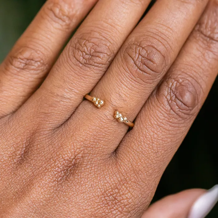 Anueva Jewelry Micro Bubbles Beaded Open Band Rings