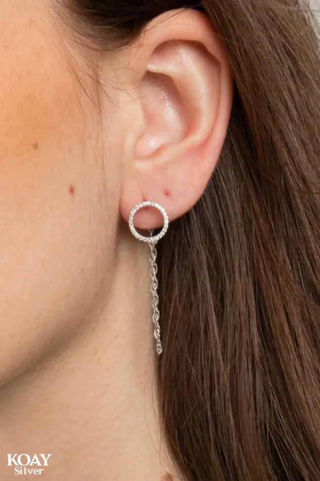 Earrings KOAY Silver Store Zircon Circle Earring 047