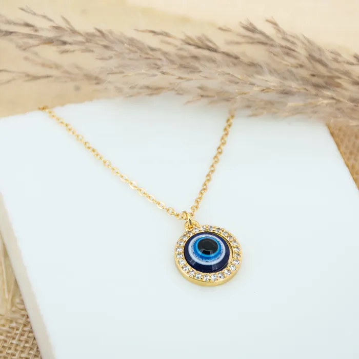 Gleaming Evil Eye Petite Necklace Upakarna Necklaces
