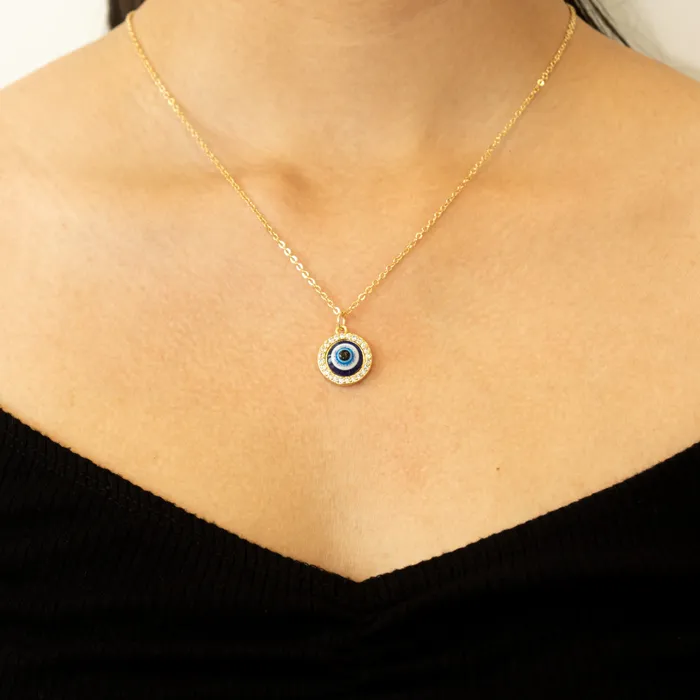Gleaming Evil Eye Petite Necklace Upakarna Necklaces