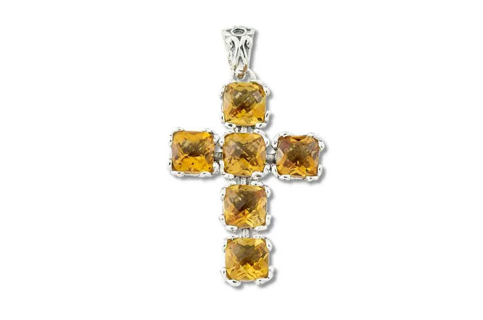 Glow Cross Pendant Citrine Samuel B Necklaces