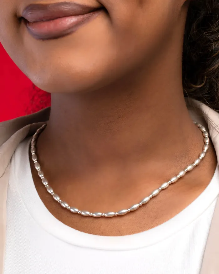 KOAY Silver Store Necklaces Big Silver Oval Necklace