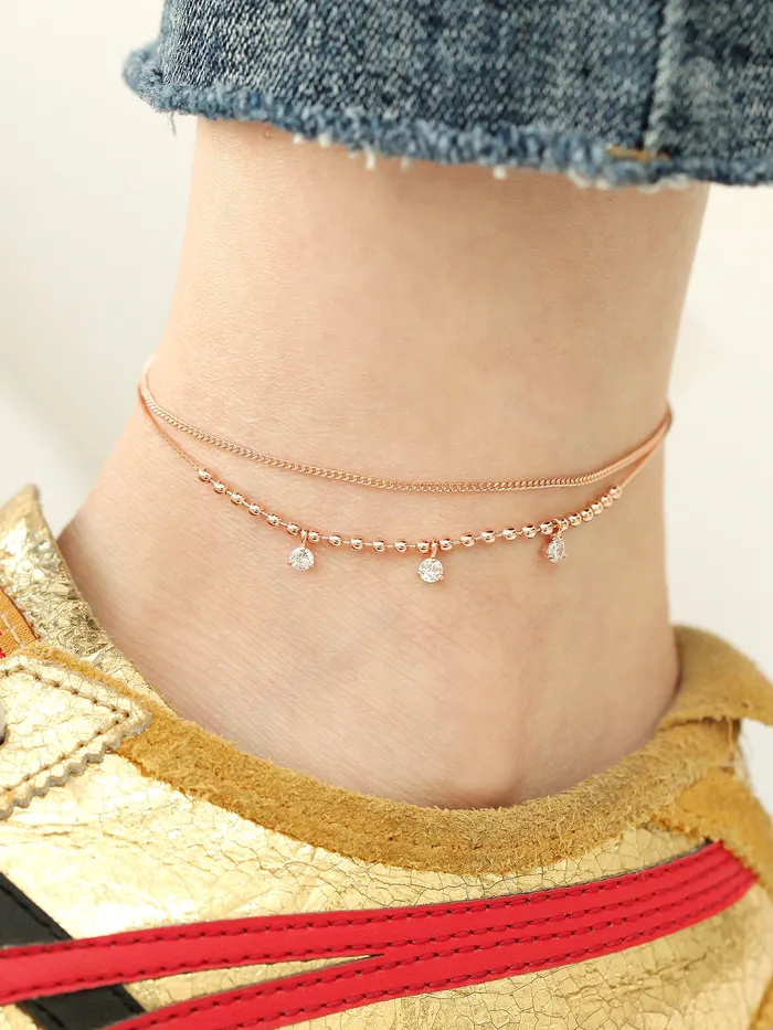 MinimalBijoux 14K 18K Gold Cubic Ball Chain Anklet PreStyled Sets